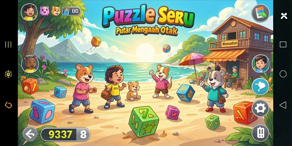 Screenshot permainan 93337 menampilkan tingkat kesulitan puzzle yang menarik.