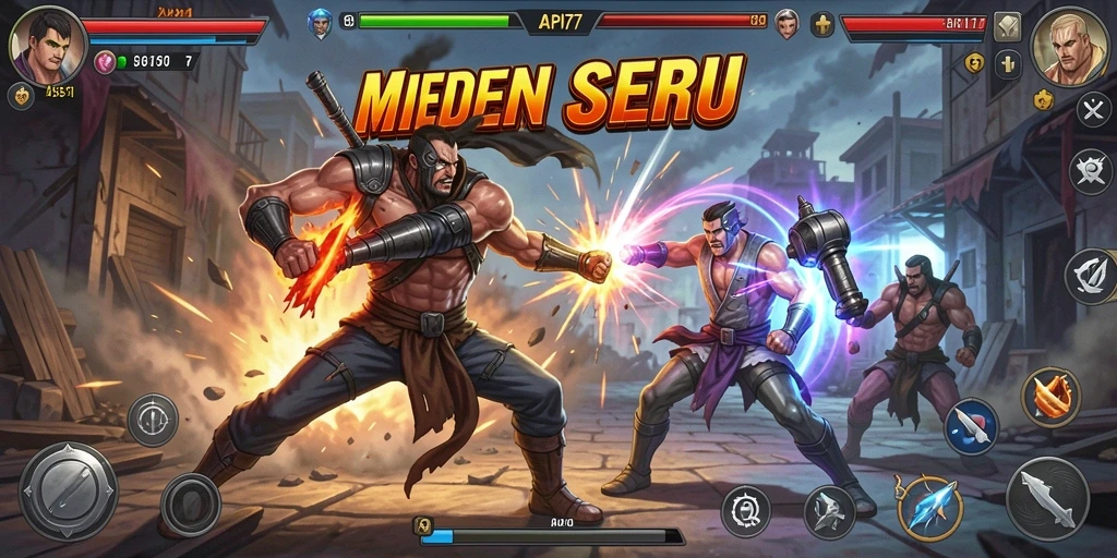 Tampilan screenshot utama API77 menampilkan aksi pertarungan mendebarkan.