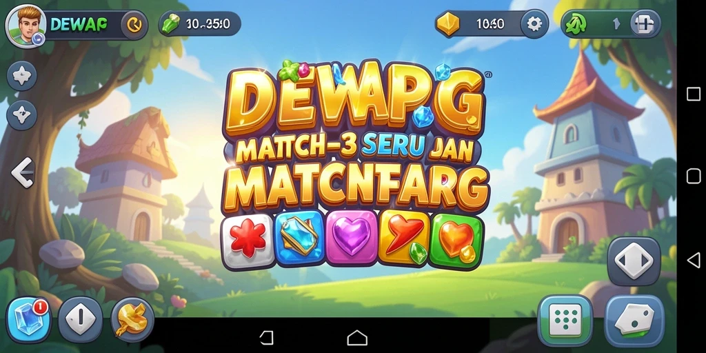 Gameplay DEWAPG dengan aksi mencocokkan permata berwarna.