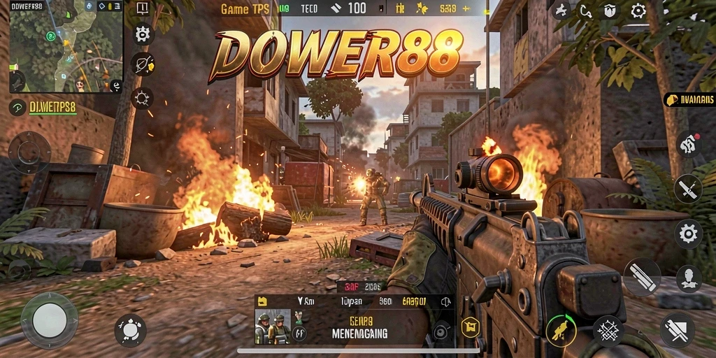 Tampilan gameplay menegangkan dalam DOWER88 di peta terbuka.