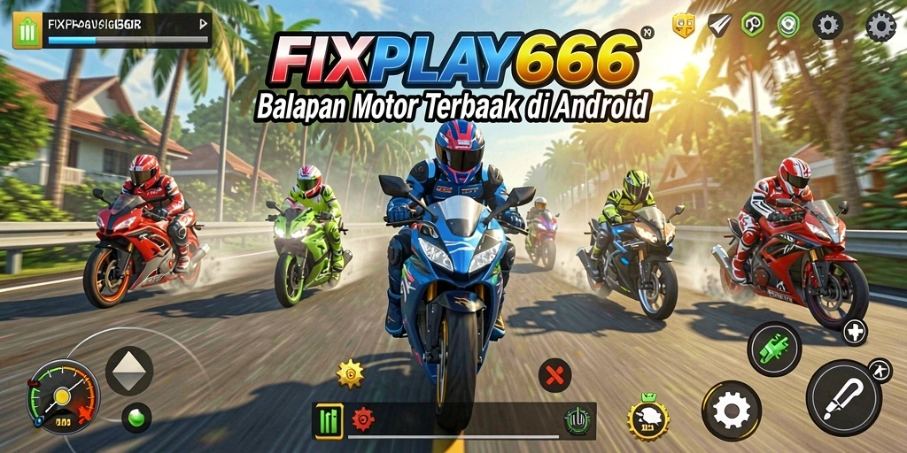 Gameplay FIXPLAY666 dengan balapan motor mendebarkan dan menantang.