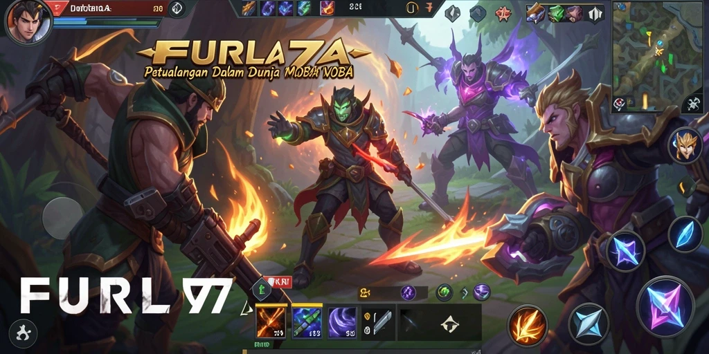 Tampilan gameplay MOBA yang seru dan menegangkan di FURLA77.