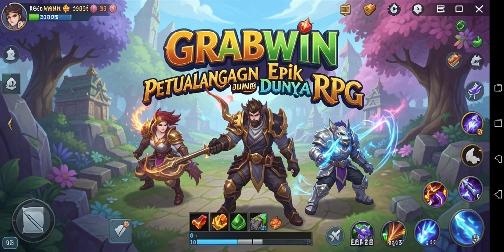 Tampilan gameplay RPG dalam petualangan seru di GRABWIN.