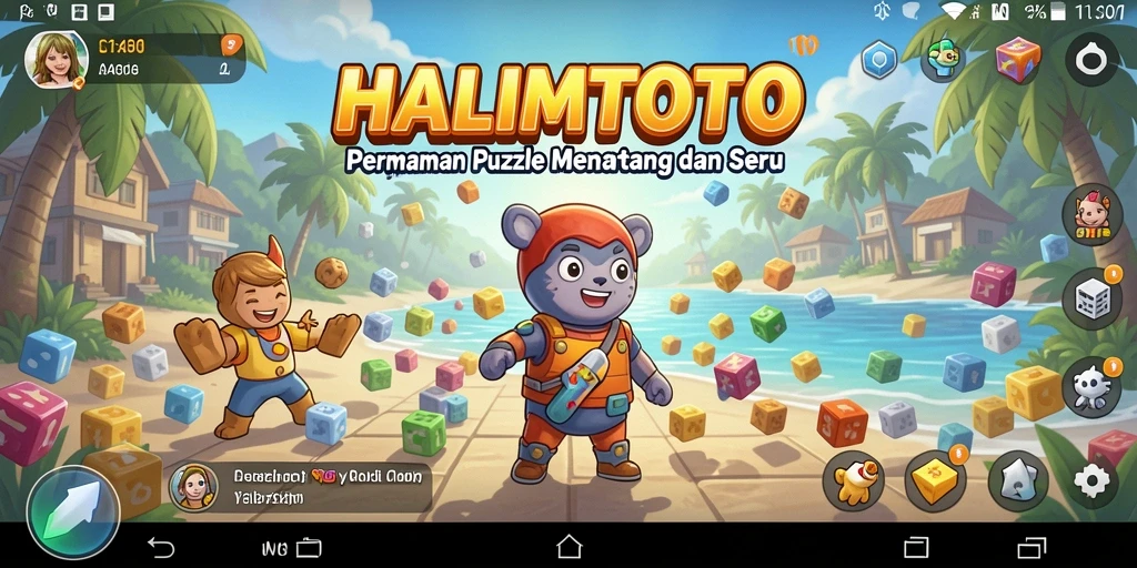 Screenshot gameplay HALIMTOTO menampilkan teka-teki menarik dan interaktif.
