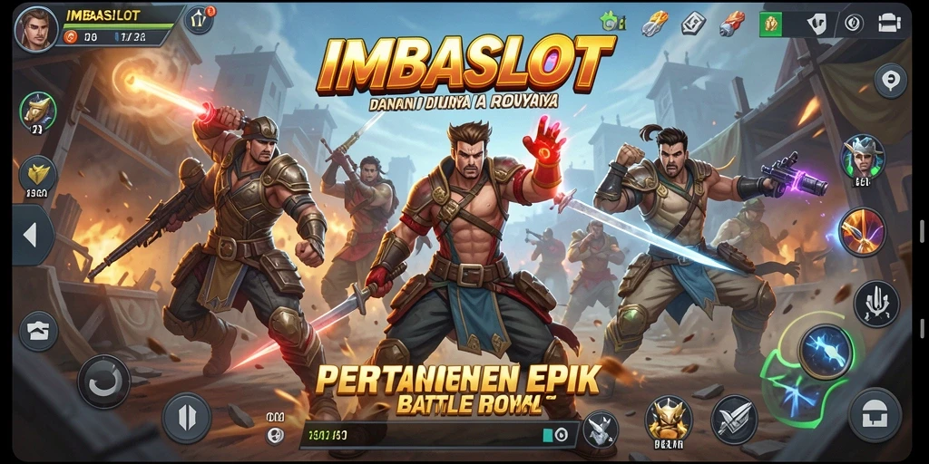 Tangkapan layar menunjukkan aksi seru dalam <strong>IMBASLOT</strong> dengan pertempuran Battle Royale yang intens.