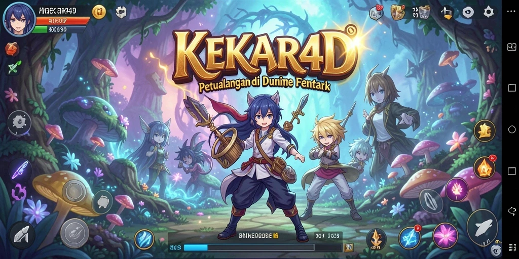 Screenshot utama dari gameplay KEKAR4D yang menunjukkan pertarungan karakter anime.