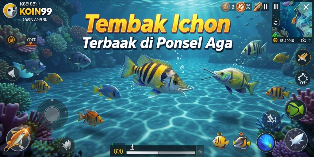 Screenshot gameplay KOIN99 menampilkan aksi menembak ikan yang seru.