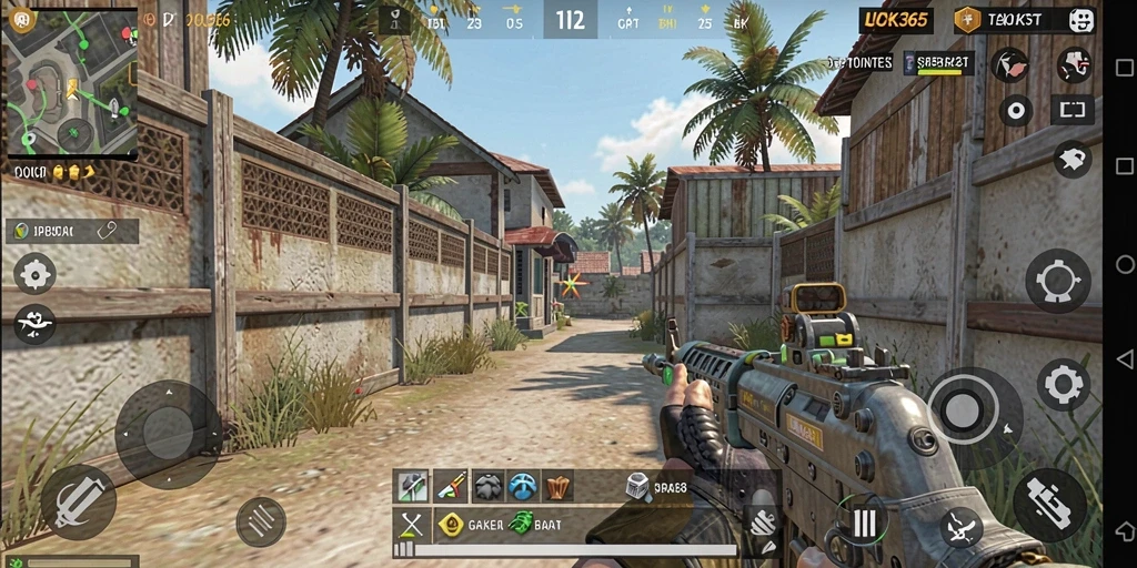 Screenshot gameplay LUCK365 menampilkan aksi tembak-menembak yang seru dan mendebarkan.