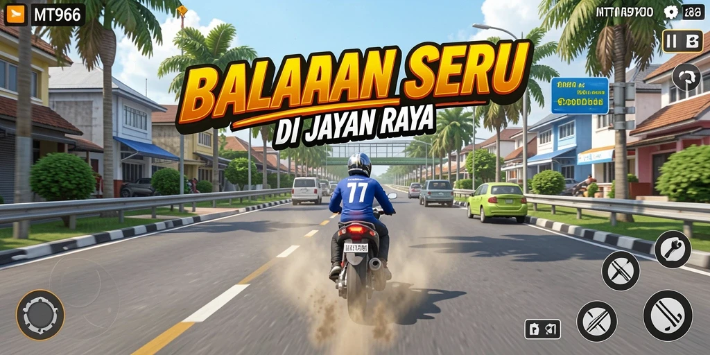 Screenshot gameplay seru dari MT966 menunjukkan balapan mendebarkan.