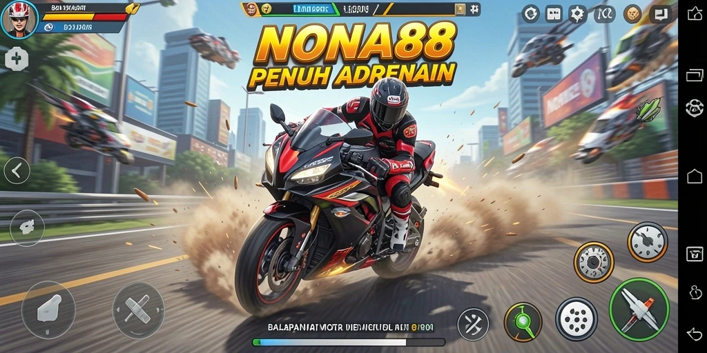 Tampilan gameplay mendebarkan dari NONA88 saat balapan.