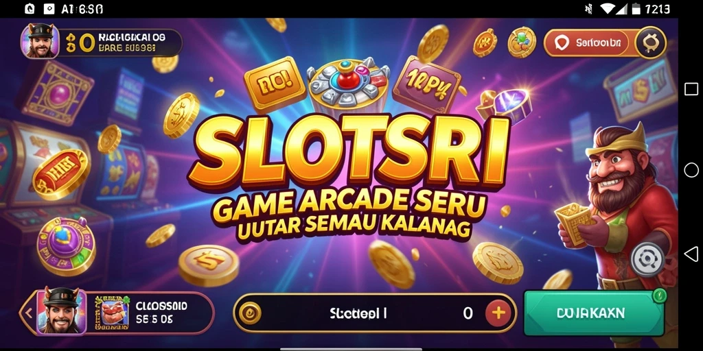 Tampilan gameplay SLOTSRI dengan berbagai tema slot yang menarik.