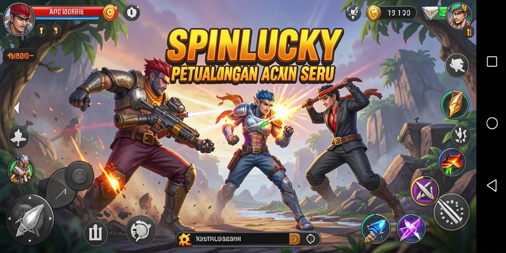 Tampilan gameplay aksi mendebarkan di SPINLUCKY.
