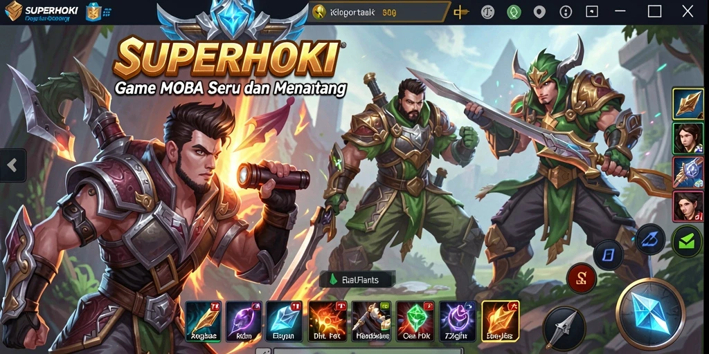 Tampilan gameplay MOBA SUPERHOKI yang menegangkan dan penuh aksi.